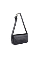Black croco leather Katrine shoulder bag by Vikele Studio with sleek strap and textured finish, stylish for everyday use.