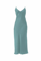MASTANI Saxon slip dress, midi length with elegant fabric, showcased on a model, perfect for stylish occasions.