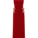 Nazlı Ceren Sabine Midi Crepe Gown featuring a flowing silhouette and elegant design, perfect for formal occasions.