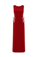 Nazlı Ceren Sabine Midi Crepe Gown featuring a flowing silhouette and elegant design, perfect for formal occasions.