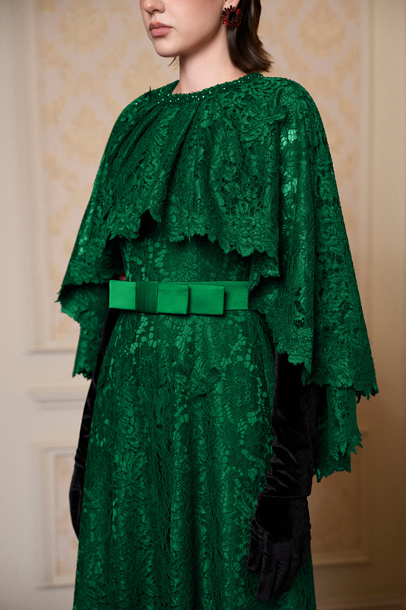 layered cape dress Maxi dress with a layered semi-transparent cape :: LICHI