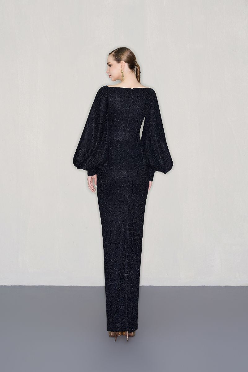 CEM maxi dress with bishop sleeves, flowing fabric, and elegant design perfect for casual or formal occasions.