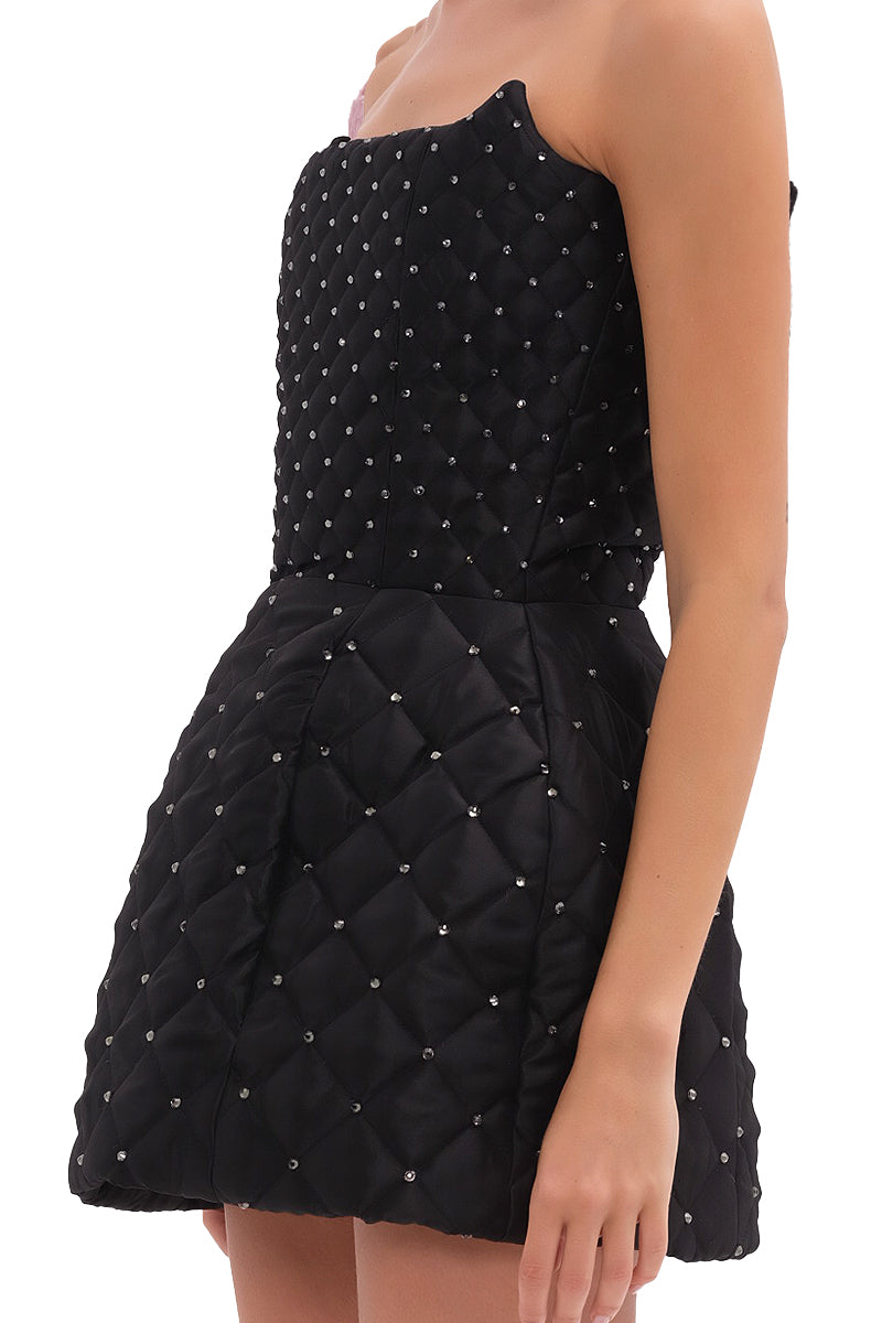 QUILTED MINI DRESS IN BLACK - CULT MIA