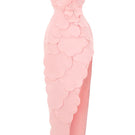 Pink CULT MIA X HAPPY CLOTHING pegged sleeveless taffeta gown with fitted bodice and flowing skirt, perfect for elegant occasions.