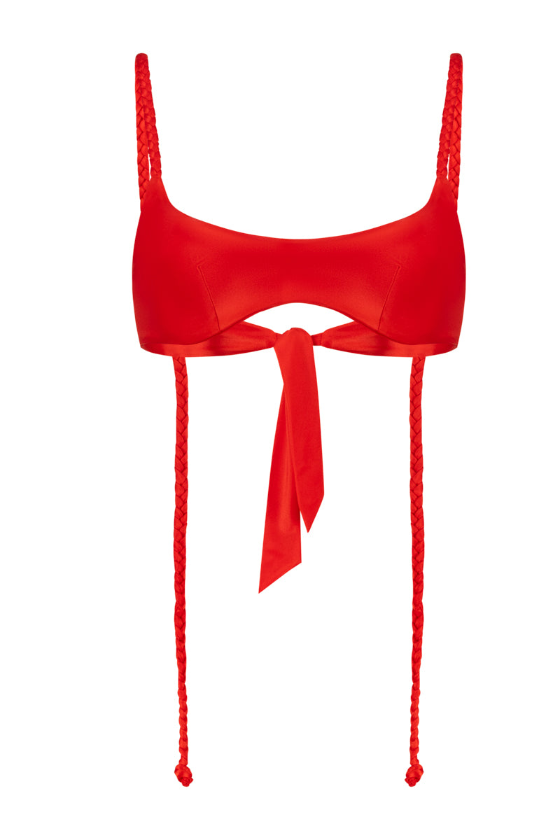 SCOOP BIKINI TOP IN RED - CULT MIA
