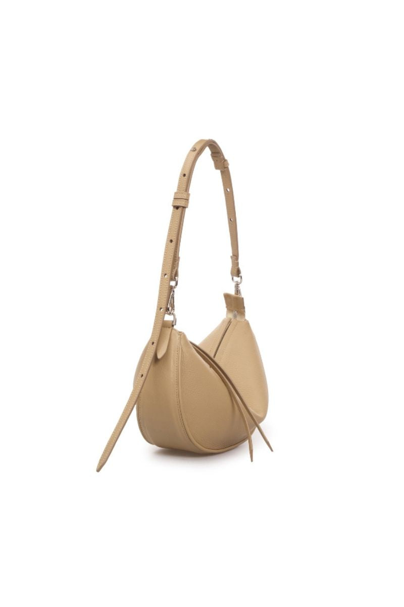 VIKELE STUDIO Denise Mini Bag in beige, stylish shoulder bag with sleek design and compact size, perfect for everyday use.