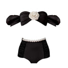 Nur Karaata Porto Pearl bikini set featuring a stylish bikini top and bottom with pearl embellishments, ideal for beachwear.