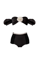 Nur Karaata Porto Pearl bikini set featuring a stylish bikini top and bottom with pearl embellishments, ideal for beachwear.