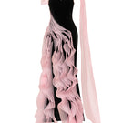Elegant cascade wave column gown with a high slit by Happy Clothing, featuring flowing fabric and a sophisticated silhouette.