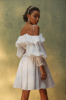 OvertheSea white love mini dress, sleeveless with a fitted bodice and flared skirt, perfect for summer occasions.