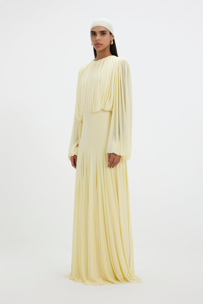 Deme By Gabriella Jeanie Maxi Dress in flowing fabric, featuring a fitted bodice and long skirt for elegant summer wear.
