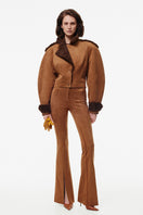 Kris Marán suede jacket with curly details in ginger and brown, stylish outerwear with textured accents and a fitted silhouette.