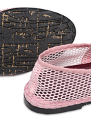 Flabelus Isabella pastel pink flats with matching pastel pink piping, featuring a sleek, comfortable design for everyday wear.