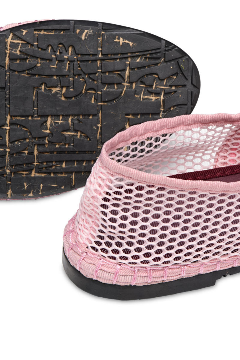 Flabelus Isabella pastel pink flats with matching pastel pink piping, featuring a sleek, comfortable design for everyday wear.