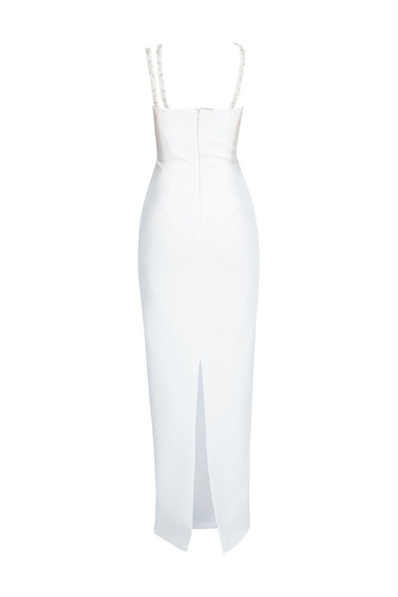 WHITE ONE-SHOULDER LONG DRESS - CULT MIA