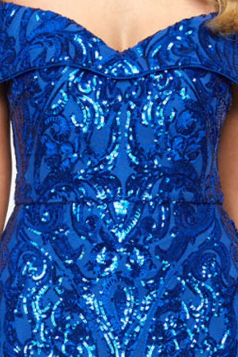 ARIYAH OFF SHOULDER GOWN IN COBALT - CULT MIA