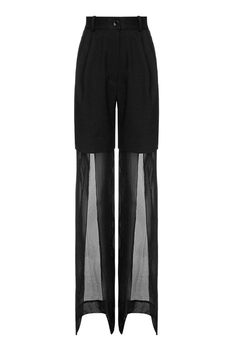 BLACK CHIFFON FLARED PANTS - CULT MIA