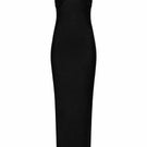 LEDIEL Kaya black gown with elegant long sleeves and flowing fabric, perfect for formal occasions.