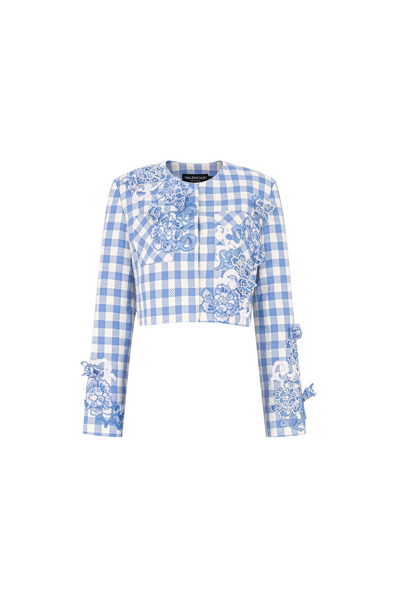 CHECK TWEED JACKET IN BLUE