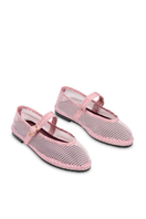 Flabelus Isabella pastel pink flats with matching pink piping, featuring a sleek, comfortable design and smooth fabric finish.