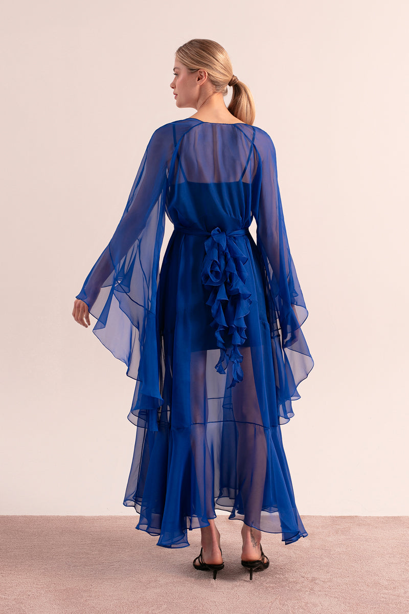 OvertheSea blue maxi dress with depth design, flowing fabric, and sleeveless style perfect for summer or casual wear.