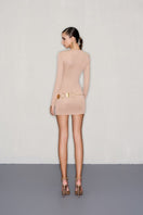 CEM nude belt mini dress featuring a fitted silhouette, sleeveless design, and stylish belt accent, perfect for casual or dressy occasions.
