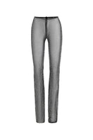 Black mesh pants by CEM featuring lightweight, breathable fabric with a relaxed fit and stylish design.