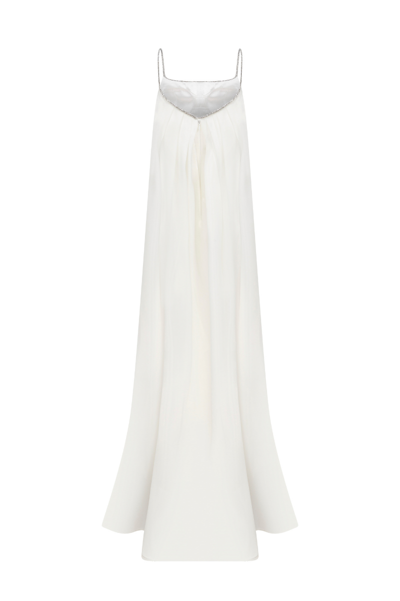 LIQUID ORGANZA SCULPT DRESS WITH CAPE AT THE BACK - CULT MIA