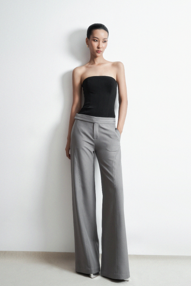 TONYY modern elegance black and gray jumpsuit co-ords displayed on a hanger, showcasing sleek, stylish fashion for women.