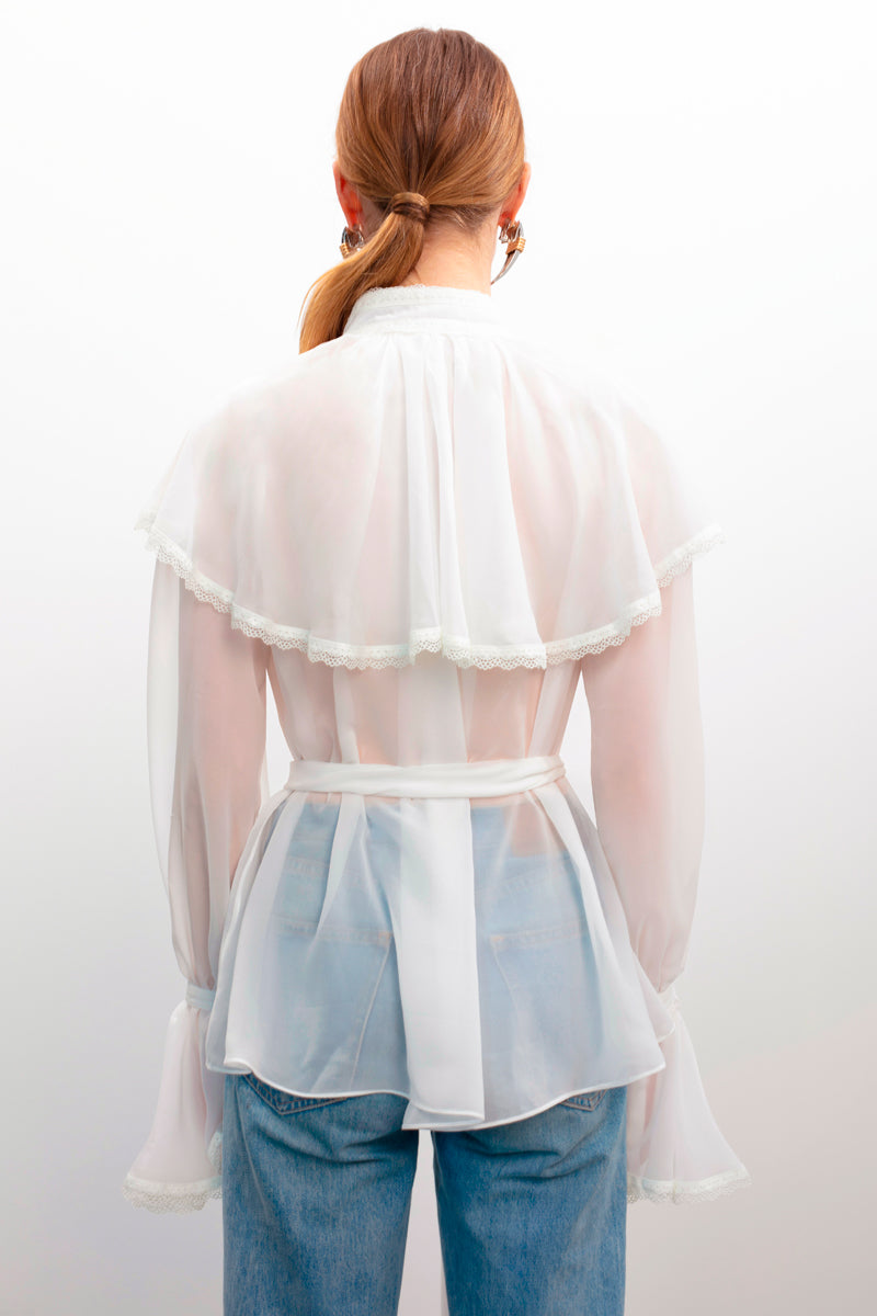 OCEAN OF THE TENDERNESS BLOUSE IN MILKY WHITE - CULT MIA