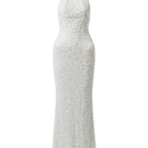 White Plan Atalia gown, elegant evening dress with flowing fabric and stylish design, perfect for formal occasions