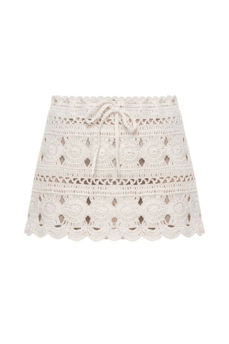 WHITE KNITTED MINI SKIRT - CULT MIA