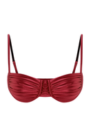 Suncillo Gina Glossy Top Bikini in vibrant cherry red with a shiny, glossy finish, styled as a fashionable swimwear top.
