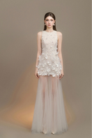 Arti Apparel Flarin Maxi Dress featuring a flowing silhouette, sleeveless design, and elegant floral pattern.
