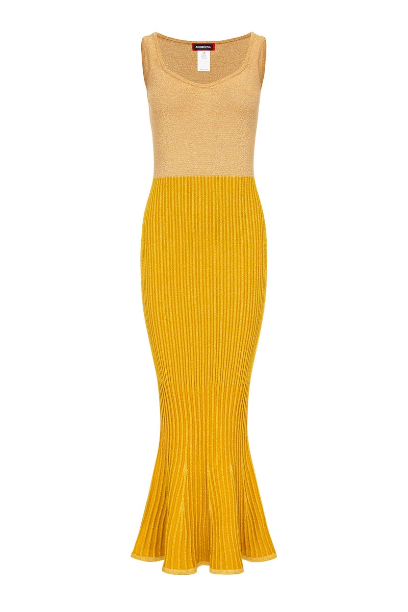 GOLDEN HOUR METALLIC KNIT DRESS - CULT MIA
