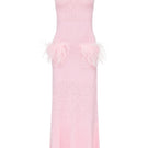 Andreeva peony knit midi dress featuring a fitted silhouette and soft fabric, perfect for elegant casual or semi-formal occasions.