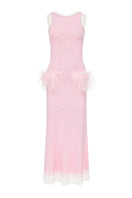 Andreeva peony knit midi dress featuring a fitted silhouette and soft fabric, perfect for elegant casual or semi-formal occasions.