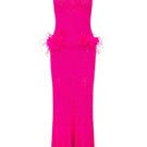 Andreeva Camellia knit maxi dress in soft fabric, featuring a flowing silhouette and elegant design for stylish occasion wear.