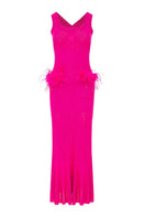 Andreeva Camellia knit maxi dress in soft fabric, featuring a flowing silhouette and elegant design for stylish occasion wear.