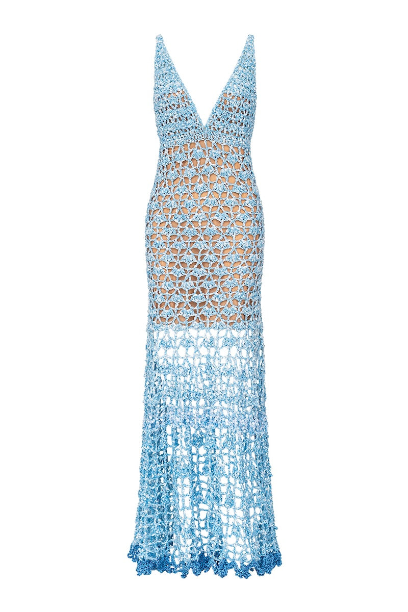 METALLIC IRIS HANDMADE CROCHET DRESS