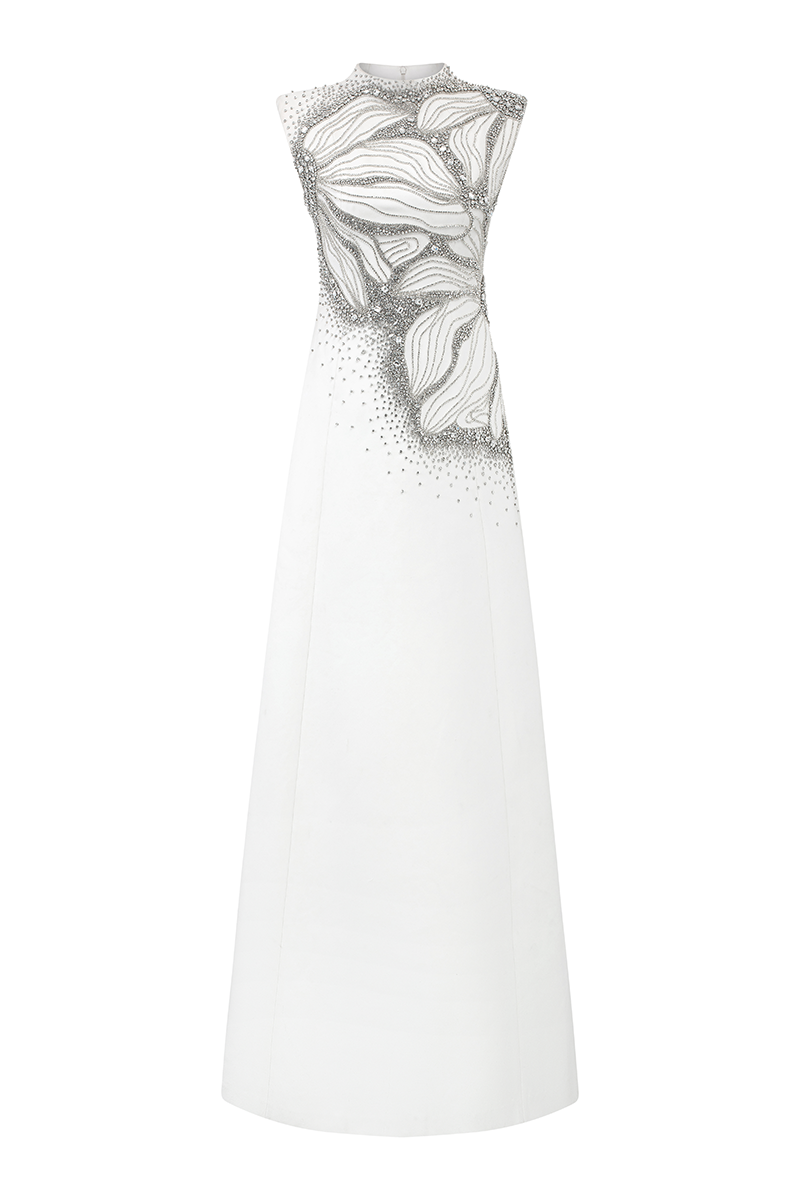 HIGH NECK SLEEVELESS A-LINE DRESS