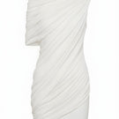 White Plan Lyra draped mini dress with flowing fabric and stylish design, perfect for casual or dressy occasions.