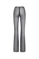 Black mesh pants from CEM featuring breathable mesh fabric and a relaxed fit, shown on a model.