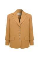 Brown ColoReve blazer for men, tailored fit with lapels and pockets, stylish professional blazer for office or casual wear.