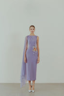 HACCHIC COUTURE Charmie Violet embroidered pencil gown with intricate floral embroidery and fitted silhouette.
