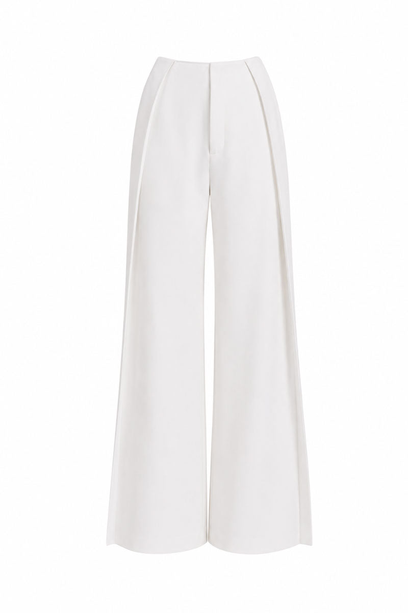 Folded KEIRA TONG layered pants displayed, showcasing stylish, casual pants with a unique folded design.