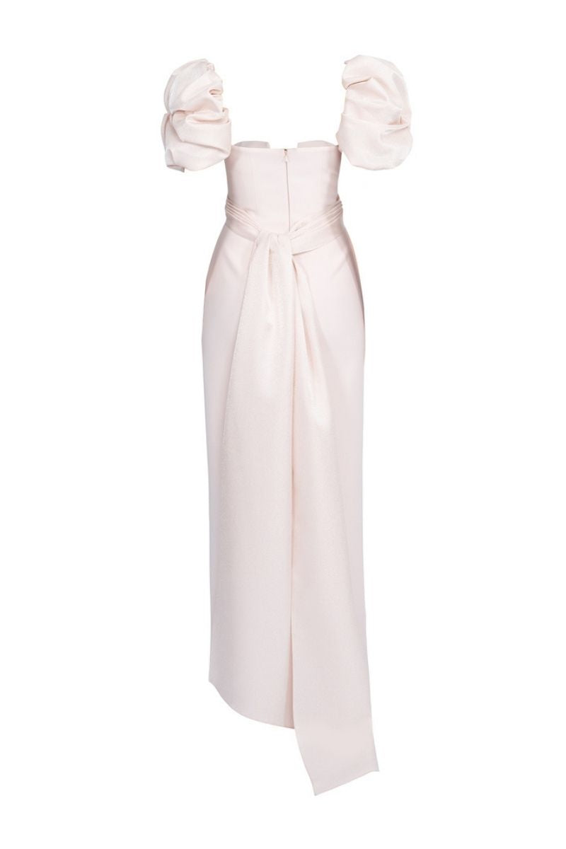 POWDER BALLOON SLEEVE LONG DRESS - CULT MIA