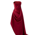 Elegant Ruby Drape Couture gown by White Plan featuring flowing fabric and intricate draping, perfect for formal occasions.