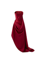 Elegant Ruby Drape Couture gown by White Plan featuring flowing fabric and intricate draping, perfect for formal occasions.