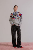 Lalo Gray Floris embroidered sweater with intricate floral embroidery, soft knit fabric, and a cozy fit.